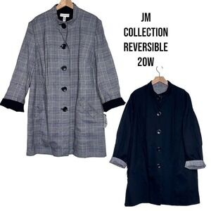 JM Collection Reversible Plaid and Black Blazer